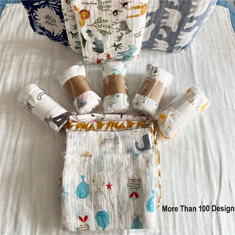 29 Styles of Super Soft Cotton Muslin Baby Swaddle Blankets - 43x43inch