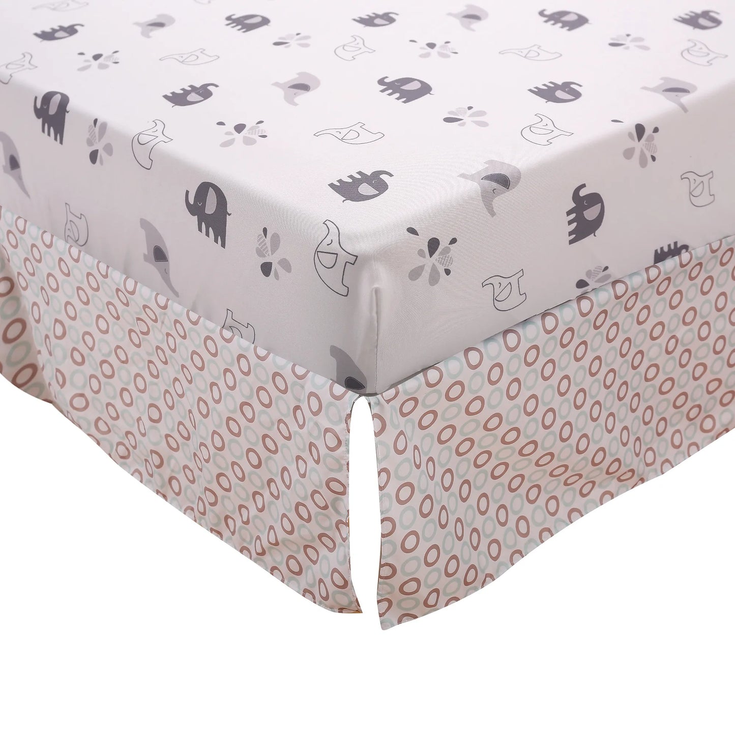 4pcs Unisex Baby Crib Bedding Set with Quilt, Crib Sheet, Crib Skirt, Pillowcase