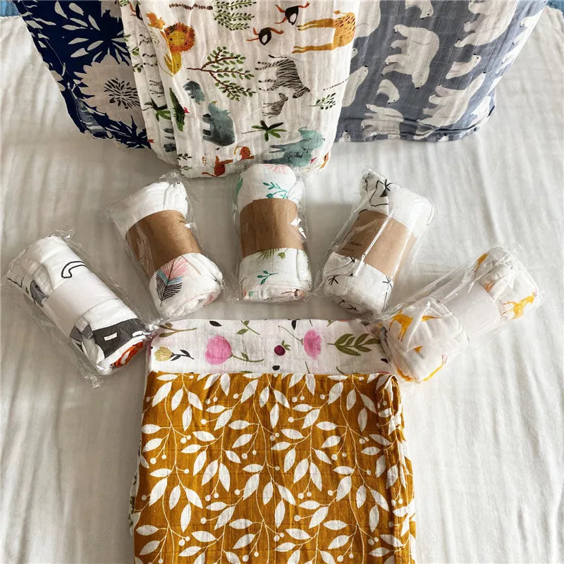 29 Styles of Super Soft Cotton Muslin Baby Swaddle Blankets - 43x43inch