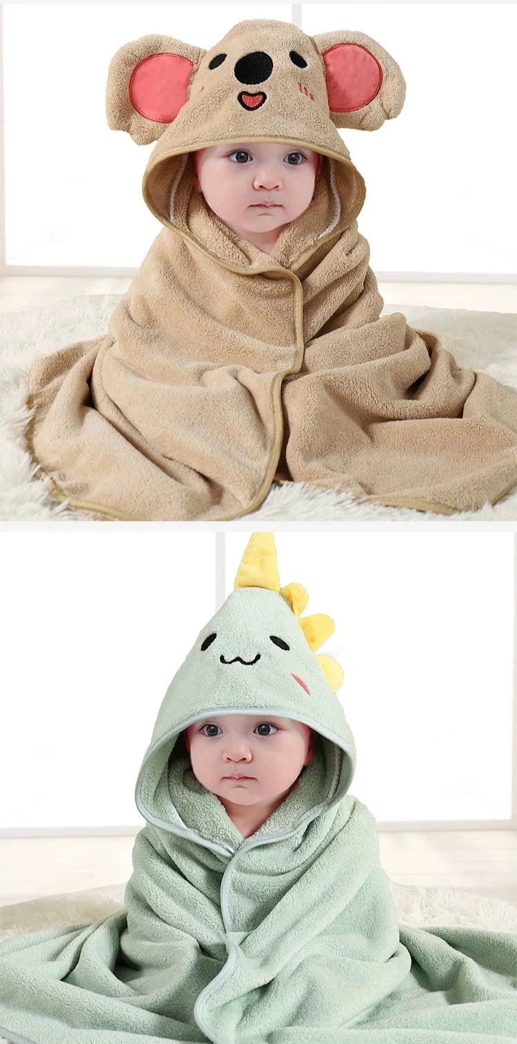Thick Coral Fleece Hooded Bath Towel for Kids