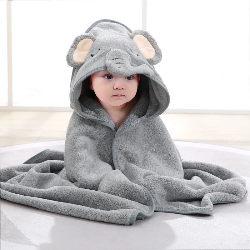 Thick Coral Fleece Hooded Bath Towel for Kids