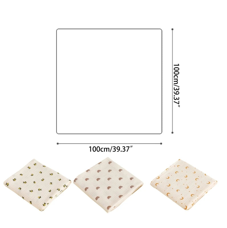 Cotton Muslin Dual Layer Multipurpose Baby Swaddle Blankets - 39.37x39.37inch