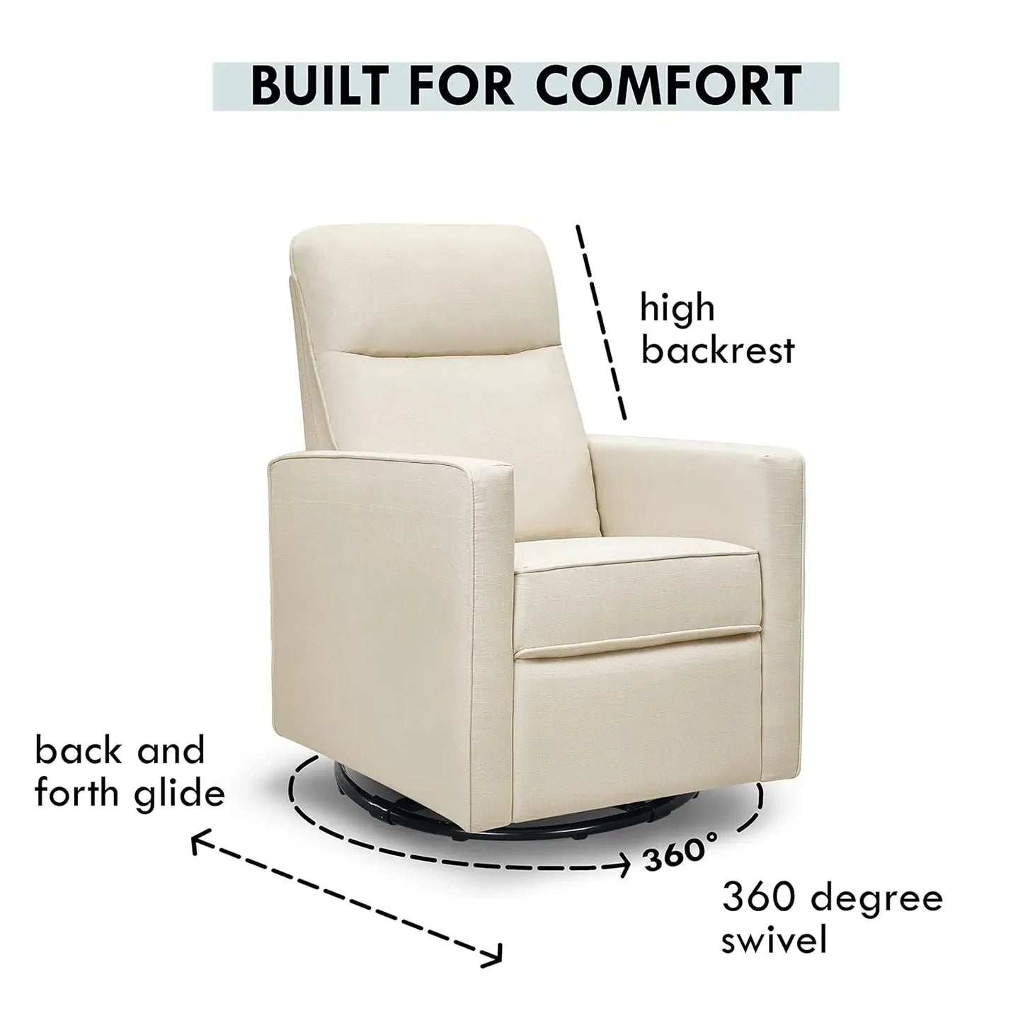 Polyester Pillow-back Swivel Glider in Shadow Grey CertiPUR-US Certified