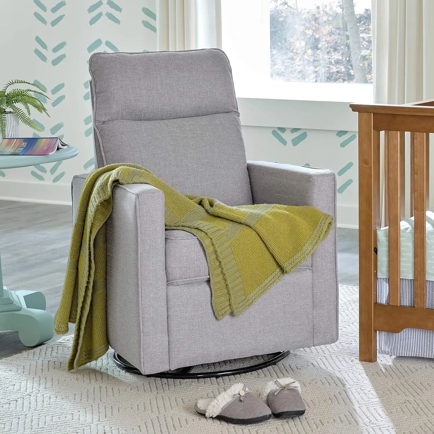 Polyester Pillow-back Swivel Glider in Shadow Grey CertiPUR-US Certified
