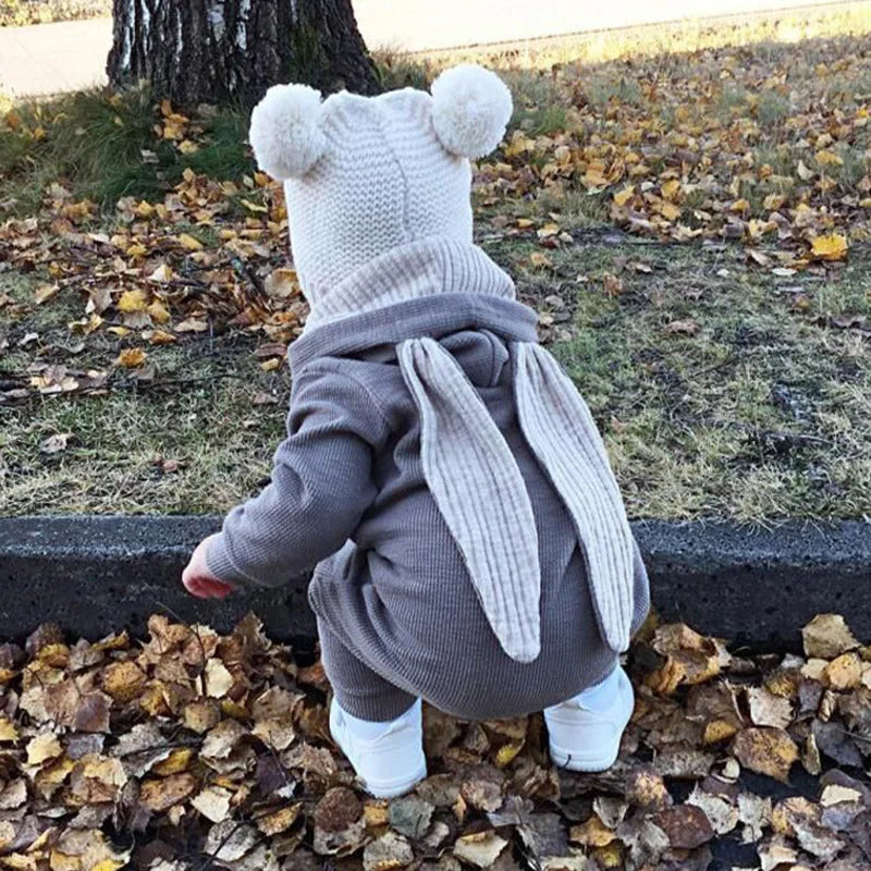 Cute Rabbit Ear Hooded Baby Rompers For Babies Boys Girls Clothes - Newborn Fall Jumpsuits