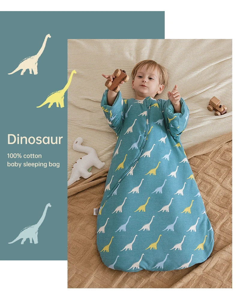 Baby Sleeping Bag Kids Sleepwear Sleeves Removable 0-2 Years Baby Sleepsack 2.5Tog Child Anti-Kick Blanket Quilt 100% Cotton