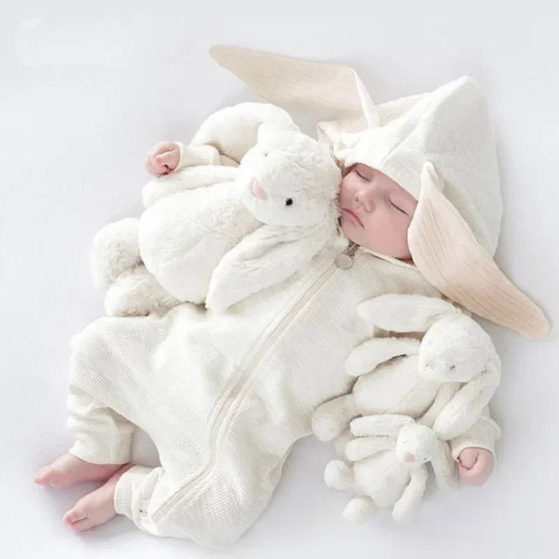 Cute Rabbit Ear Hooded Baby Rompers For Babies Boys Girls Clothes - Newborn Fall Jumpsuits