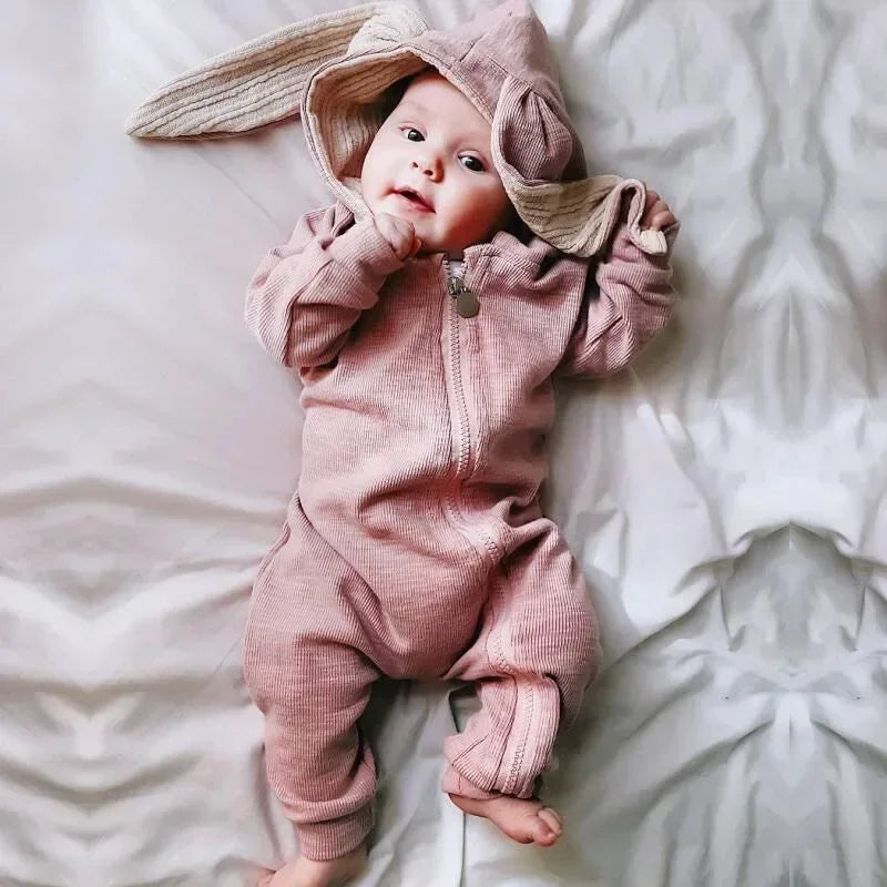 Cute Rabbit Ear Hooded Baby Rompers For Babies Boys Girls Clothes - Newborn Fall Jumpsuits