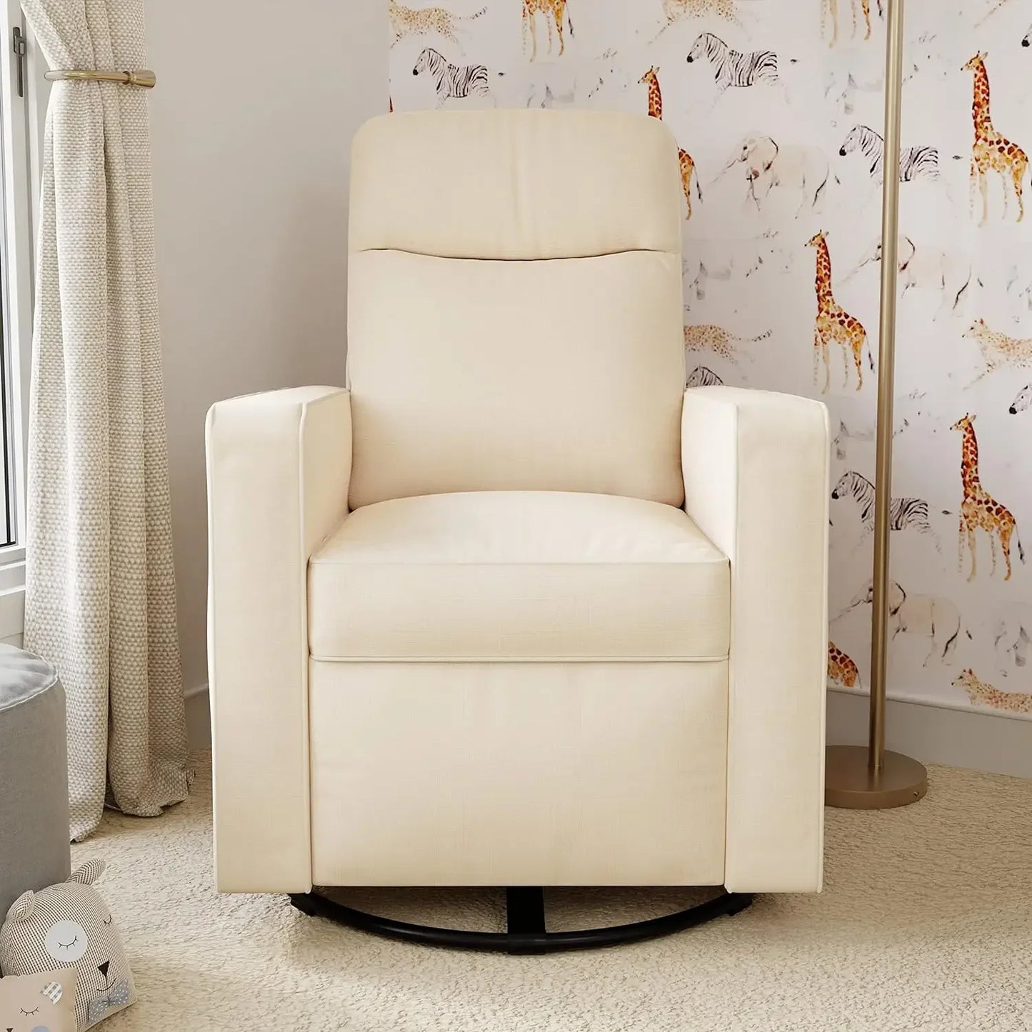 Polyester Pillow-back Swivel Glider in Shadow Grey CertiPUR-US Certified