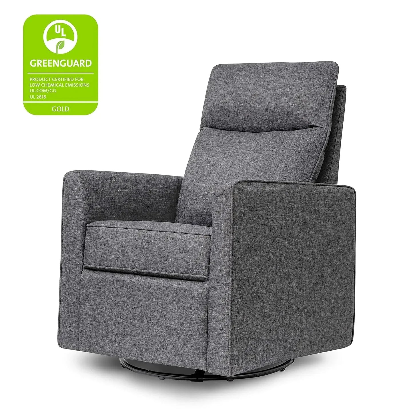 Polyester Pillow-back Swivel Glider in Shadow Grey CertiPUR-US Certified