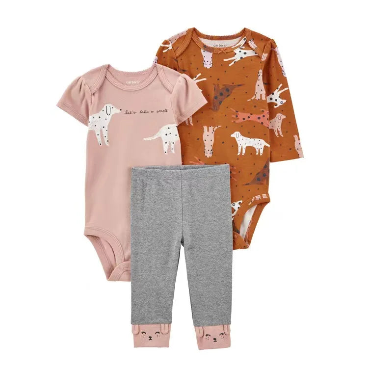 Cute Baby Girls Clothes Sets with Bodysuit Top And Bottom - Toddler Clothing Set 6-24M