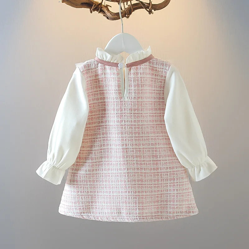 Pretty Toddler Girl Dress wit Cute Bow and Ribbon Details - Long Sleeve Princess Dress