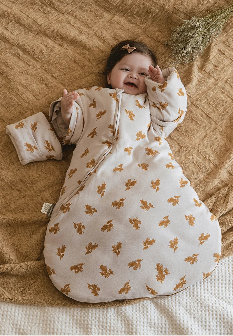Baby Sleeping Bag Kids Sleepwear Sleeves Removable 0-2 Years Baby Sleepsack 2.5Tog Child Anti-Kick Blanket Quilt 100% Cotton