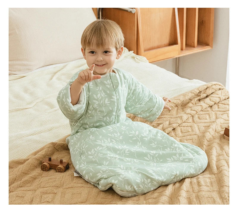 Baby Sleeping Bag Kids Sleepwear Sleeves Removable 0-2 Years Baby Sleepsack 2.5Tog Child Anti-Kick Blanket Quilt 100% Cotton