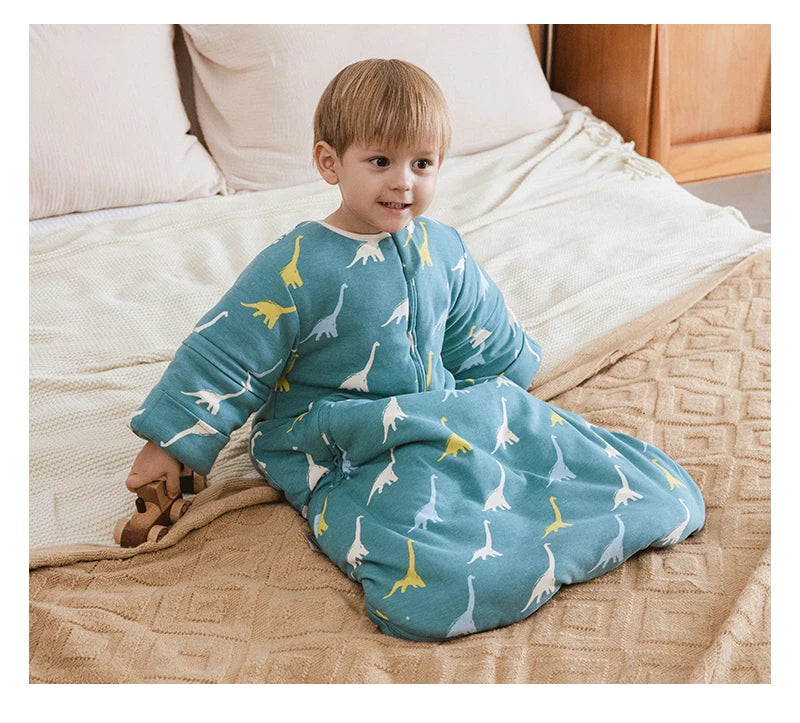 Baby Sleeping Bag Kids Sleepwear Sleeves Removable 0-2 Years Baby Sleepsack 2.5Tog Child Anti-Kick Blanket Quilt 100% Cotton