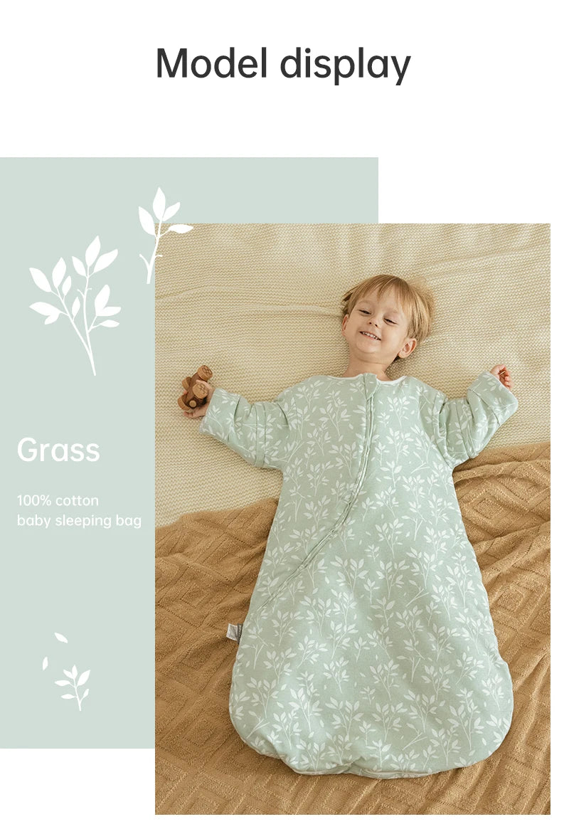 Baby Sleeping Bag Kids Sleepwear Sleeves Removable 0-2 Years Baby Sleepsack 2.5Tog Child Anti-Kick Blanket Quilt 100% Cotton