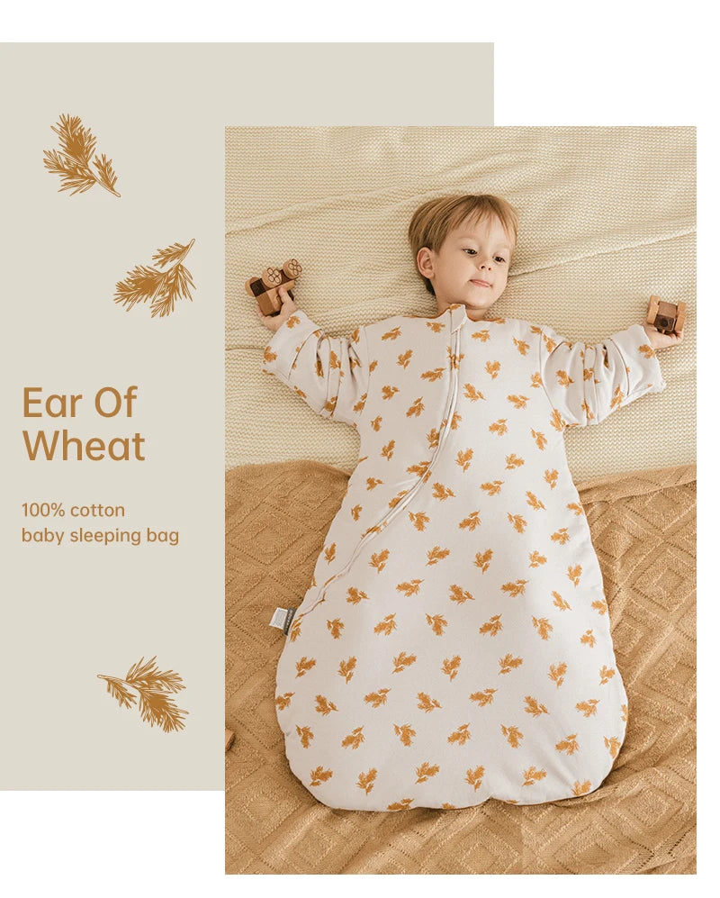Baby Sleeping Bag Kids Sleepwear Sleeves Removable 0-2 Years Baby Sleepsack 2.5Tog Child Anti-Kick Blanket Quilt 100% Cotton