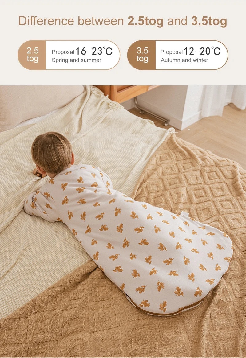 Baby Sleeping Bag Kids Sleepwear Sleeves Removable 0-2 Years Baby Sleepsack 2.5Tog Child Anti-Kick Blanket Quilt 100% Cotton