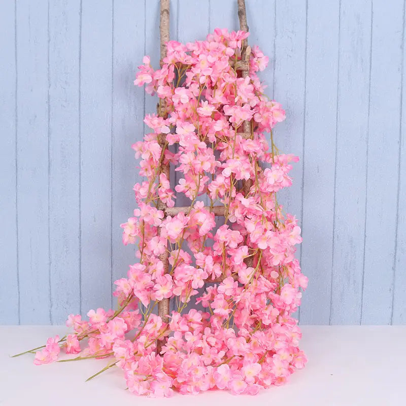 Artificial Cherry Blossom Rose Vine Wall Decor