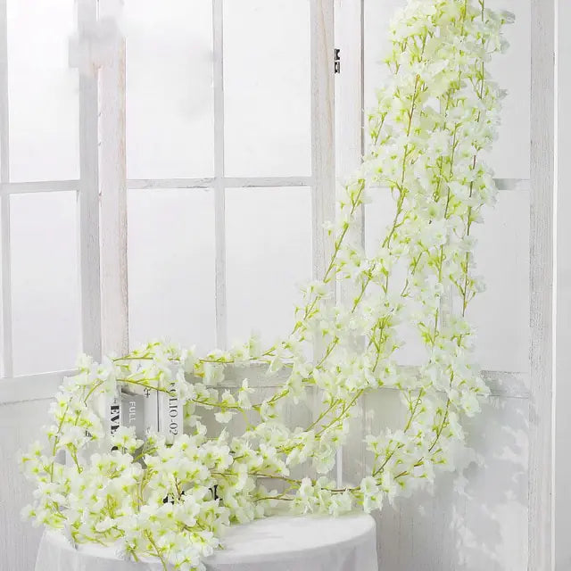 Artificial Cherry Blossom Rose Vine Wall Decor