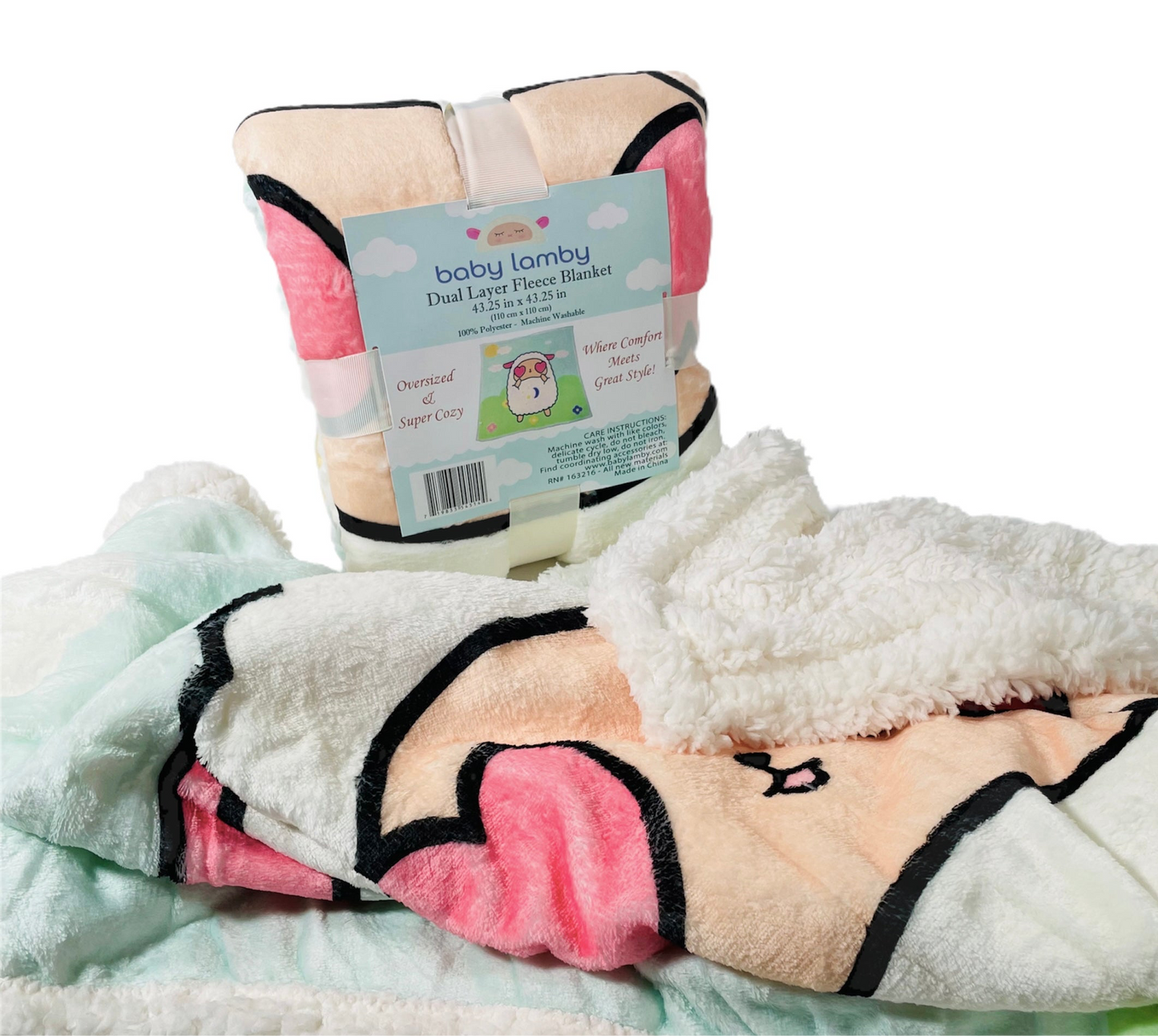 Baby Lamby Soft Plush Blanket with Sherpa Back