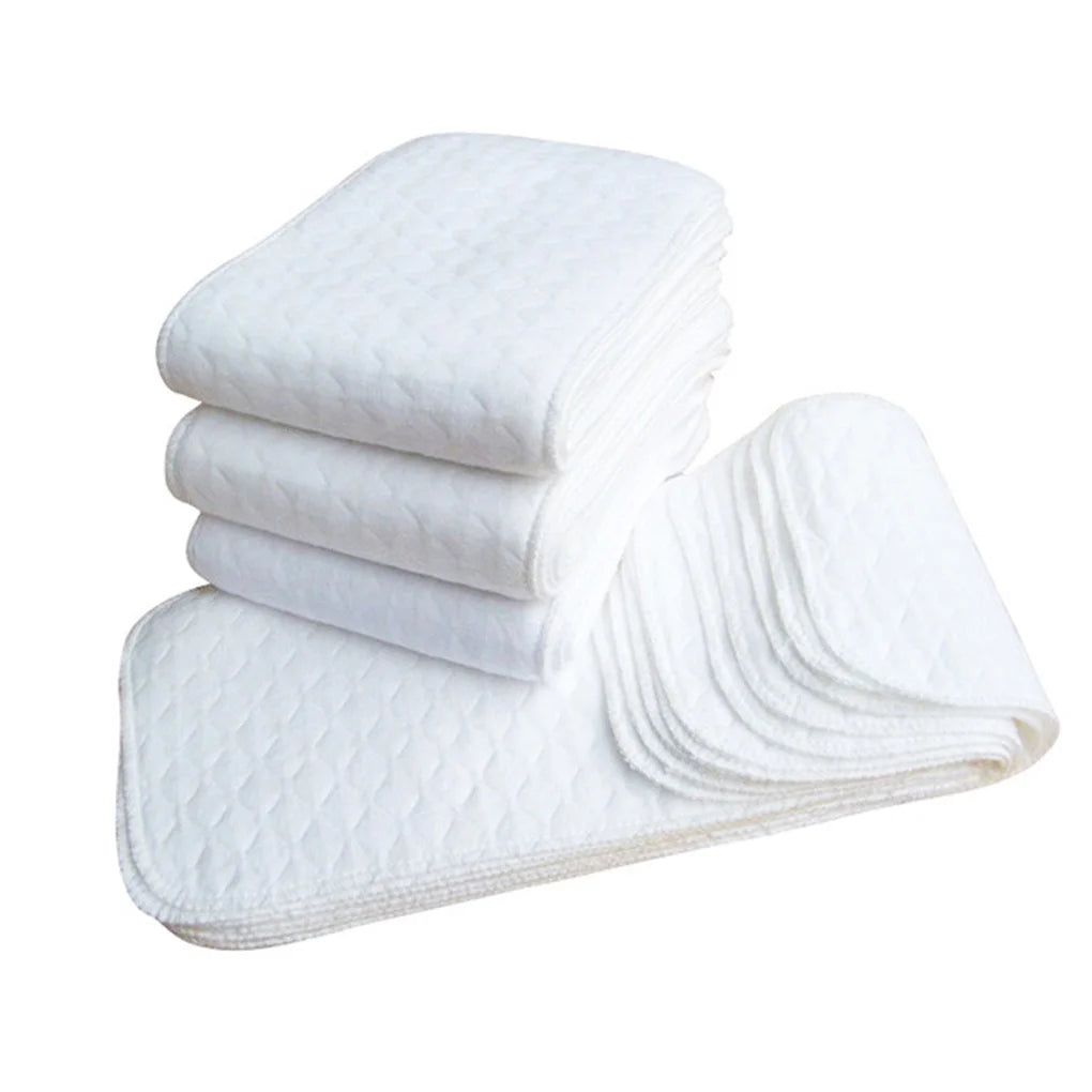 10PCS/Set Eco-Friendly Reusable Baby Diapers Cloth Diapers 3 Layer Insert 100% Cotton - (6.5-33lbs.)