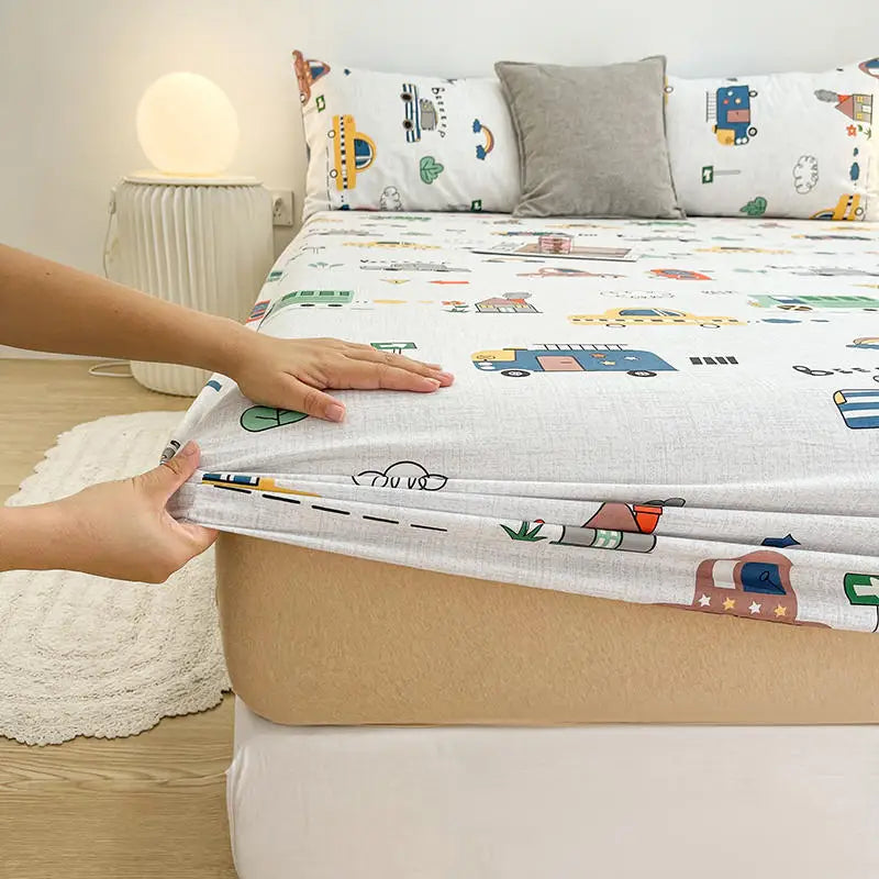 Pure Cotton Fitted Bed Sheets for Kids Beds with Cartoon Prints