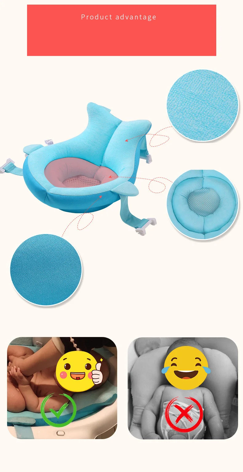 Baby Shower Bath Tub Pad, Non-Slip Newborn Bathtub Cushion Mat