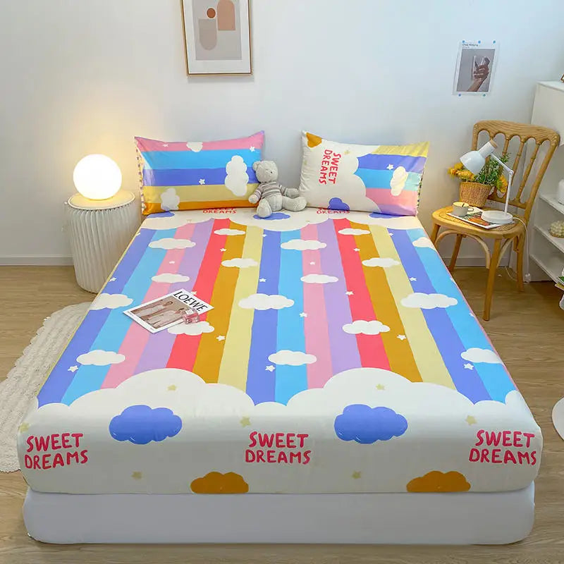 Pure Cotton Fitted Bed Sheets for Kids Beds with Cartoon Prints