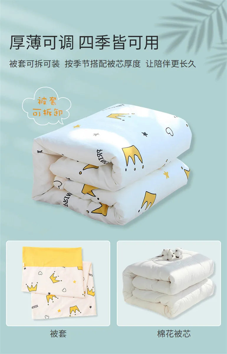 3Pcs Set Newborn Baby Crib Beddings Set Cotton Cartoon Print Color Bedroom Bed Cot Linens Quilt Cover Case Sheets Pillow