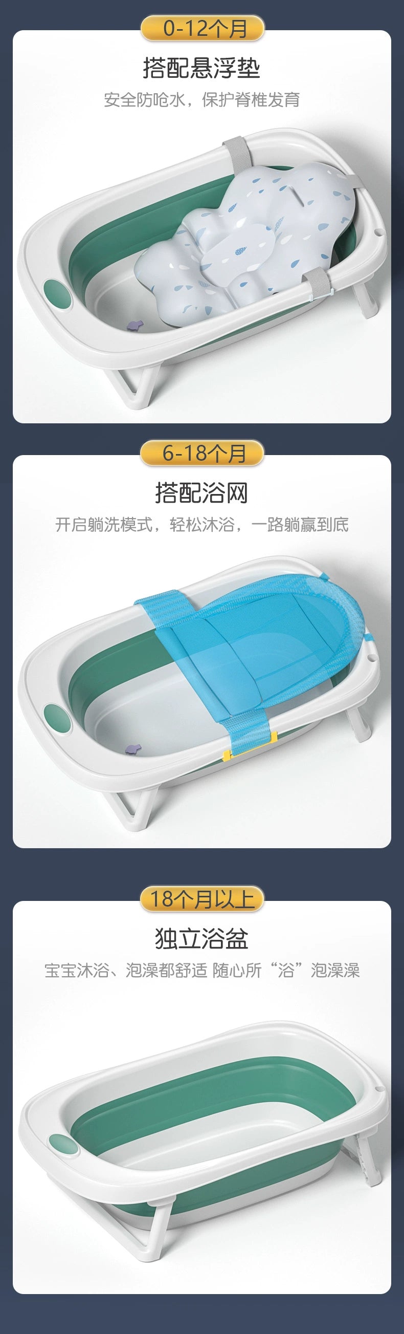 Foldable Baby Bath Tub with Thermometer