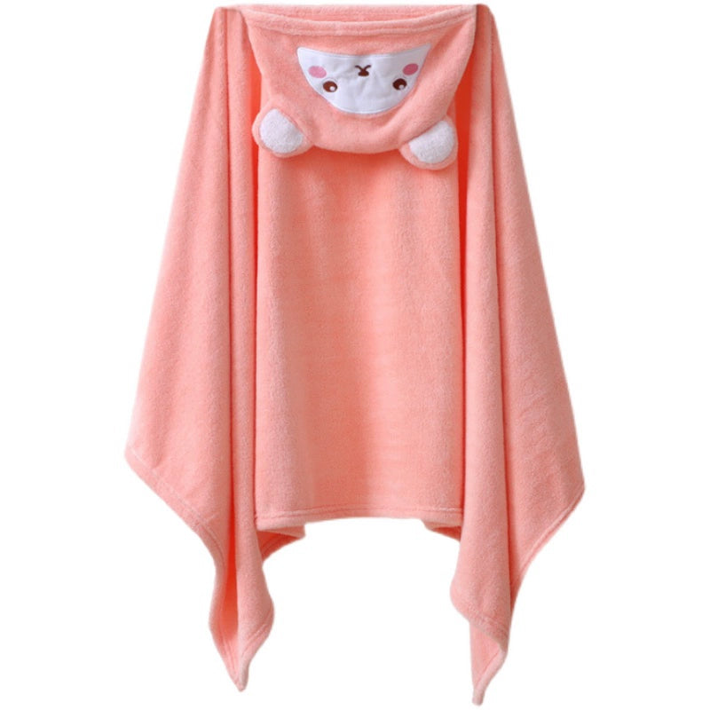 Thick Coral Fleece Hooded Bath Towel for Kids