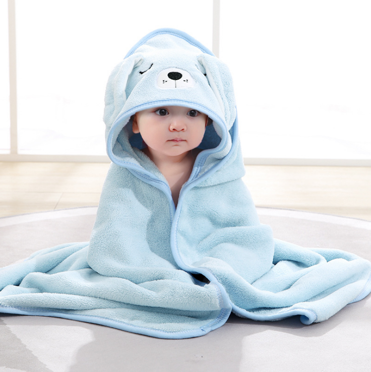 Thick Coral Fleece Hooded Bath Towel for Kids