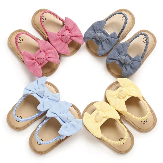 2024 Baby Girls Bow Knot Sandals: Summer Soft Sole Princess Shoes