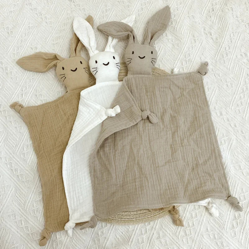 Soft Cotton Muslin Baby Security Blankets with Animal Toy