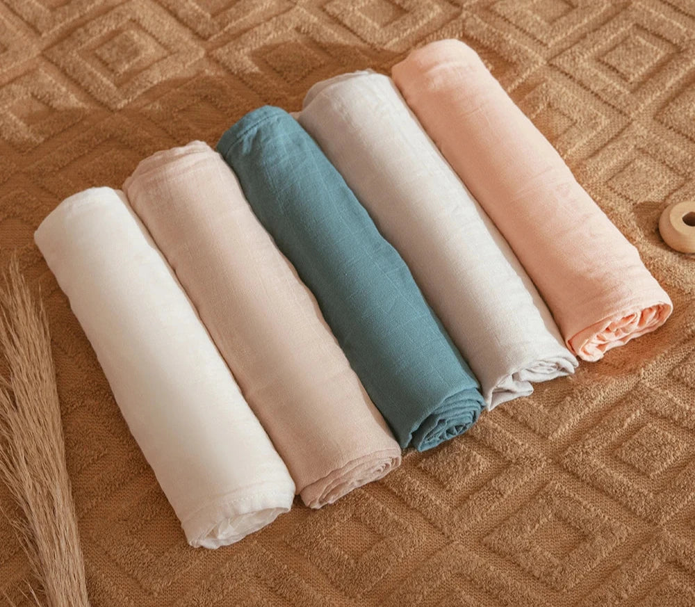 Summer Breathable Bamboo Cotton Multipurpose Swaddle Blankets 120*120cm / 47.25x47.25inch