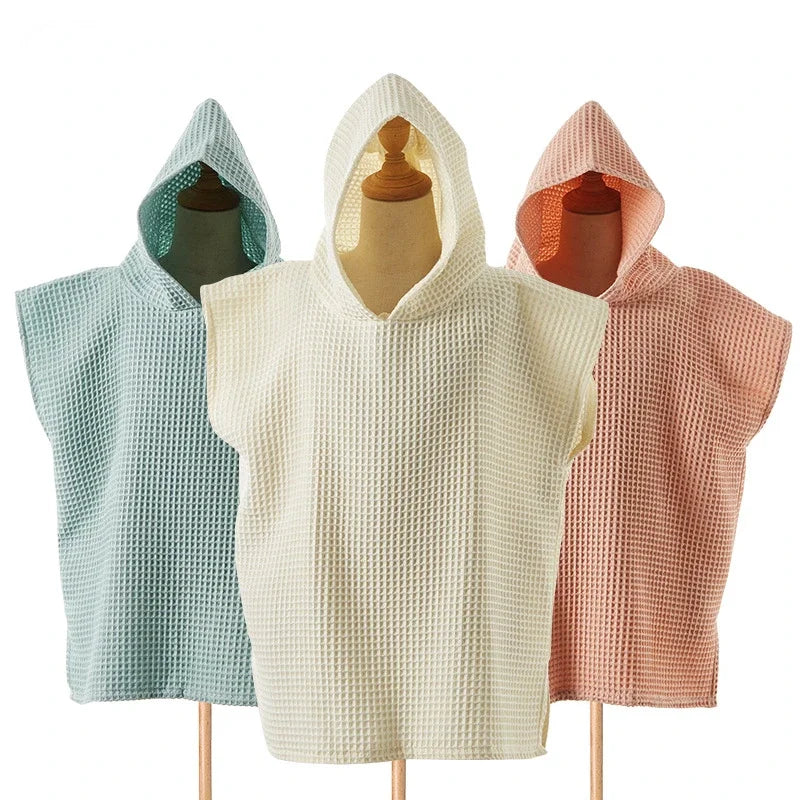 Baby Bath Cotton Waffle Hooded Towels