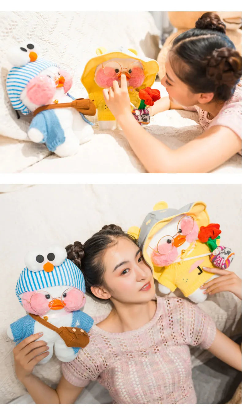 12 Inch Cute Cartoon Lalafanfan Duck Plush Toys Soft Duck Stuffed Dolls Pillow Decor Christmas Birthday Gifts for Girl Friends