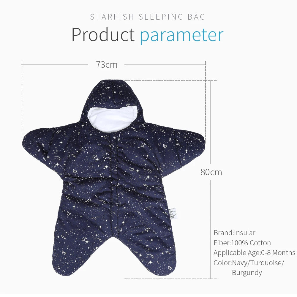 New Arrival Starfish Baby Sleeping Bag Winter Baby Sleep Sack Warm Baby Blanket Swaddle Sleepsacks