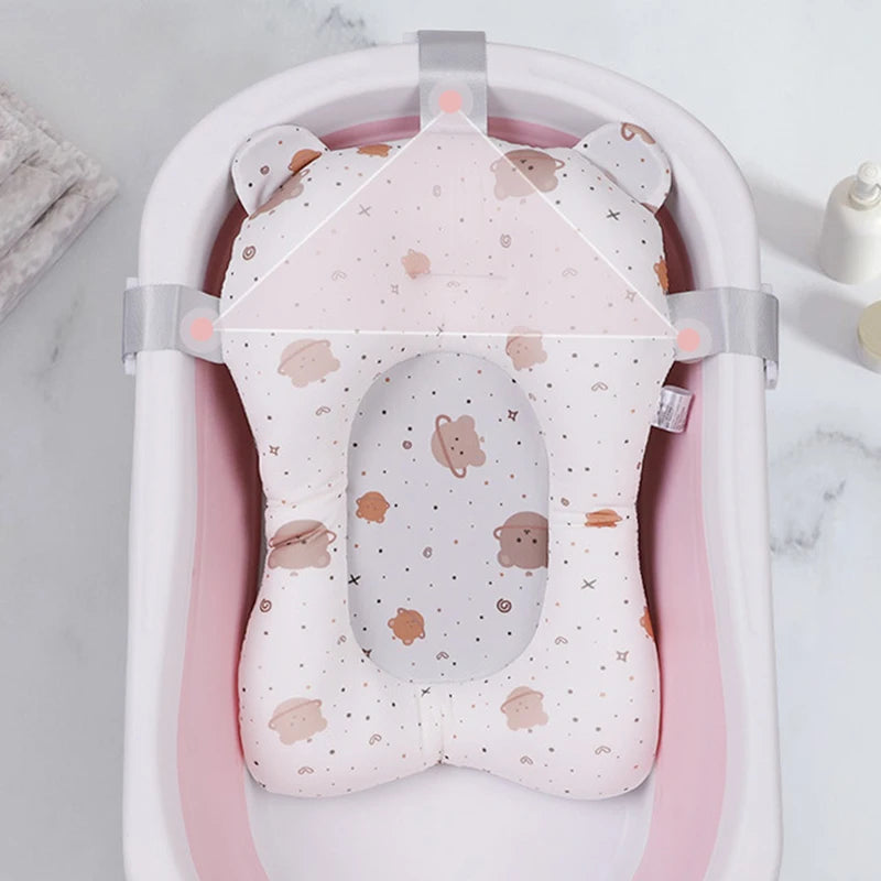 Baby Shower Bath Tub Pad, Non-Slip Newborn Bathtub Cushion Mat