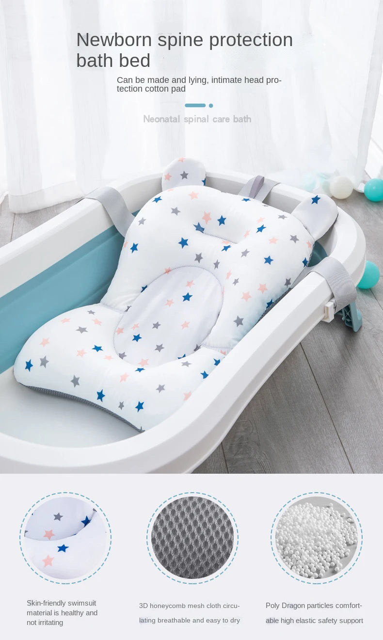 Baby Shower Bath Tub Pad, Non-Slip Newborn Bathtub Cushion Mat