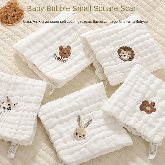 Cute Cartoon Embroidery Pure Cotton Baby Burp Towels