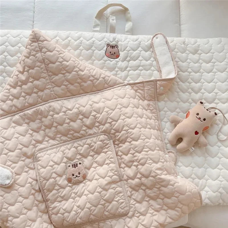 Cartoon Spring Autumn Baby Stroller Blanket Korean Thickened Warm Baby Quilt Baby Stroller Sleeping Bag Cute Kids Straps 2024