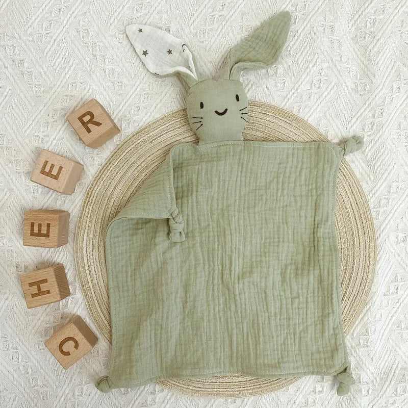 Soft Cotton Muslin Baby Security Blankets with Animal Toy