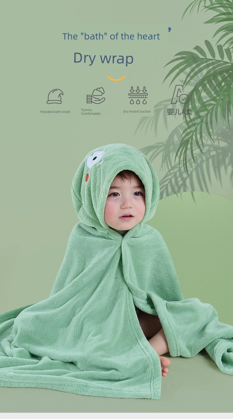 Thick Coral Fleece Hooded Bath Towel for Kids