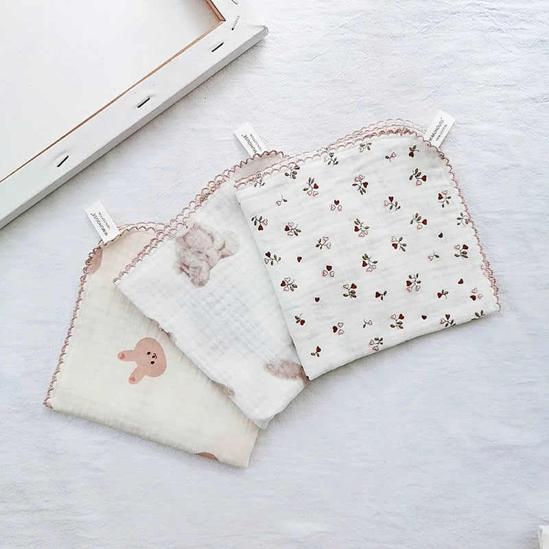 Set of 4 Cotton Muslin Baby Burp Towels