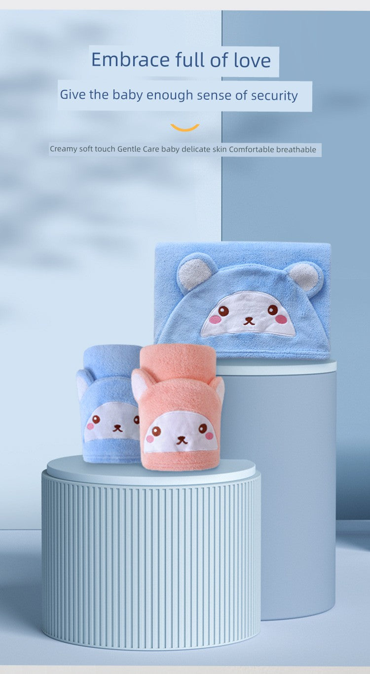 Thick Coral Fleece Hooded Bath Towel for Kids