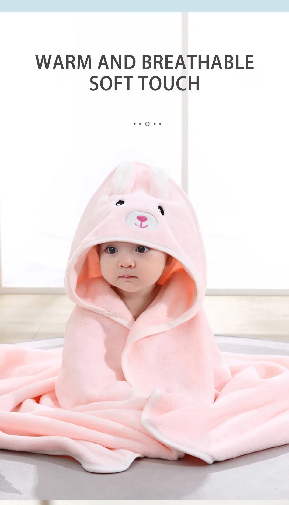 Thick Cotton Cartoon Hooded Bath Towel for Kids