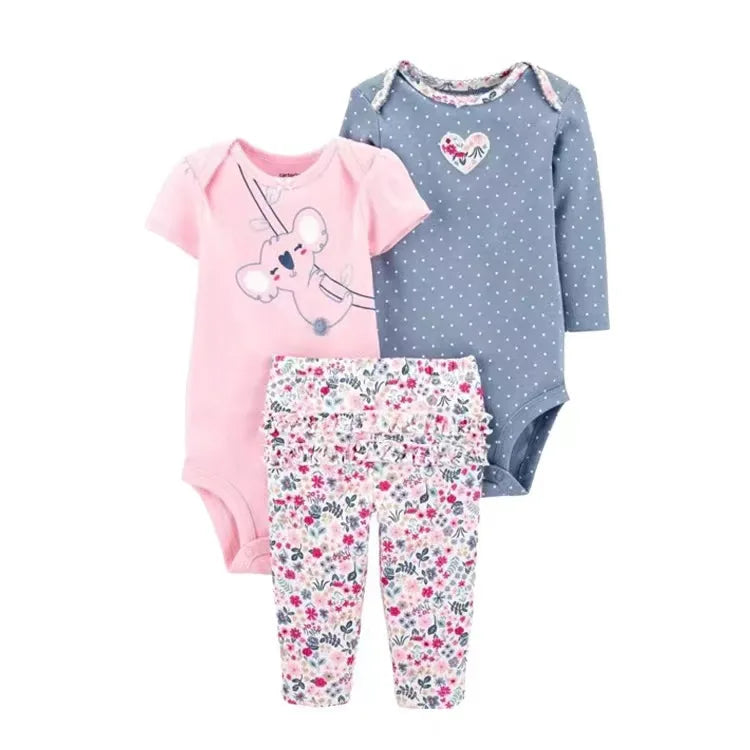 Cute Baby Girls Clothes Sets with Bodysuit Top And Bottom - Toddler Clothing Set 6-24M