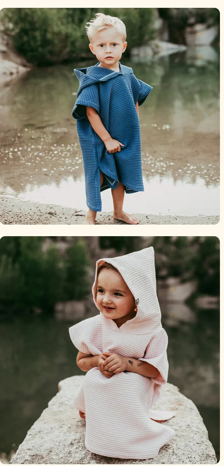 Baby Bath Cotton Waffle Hooded Towels